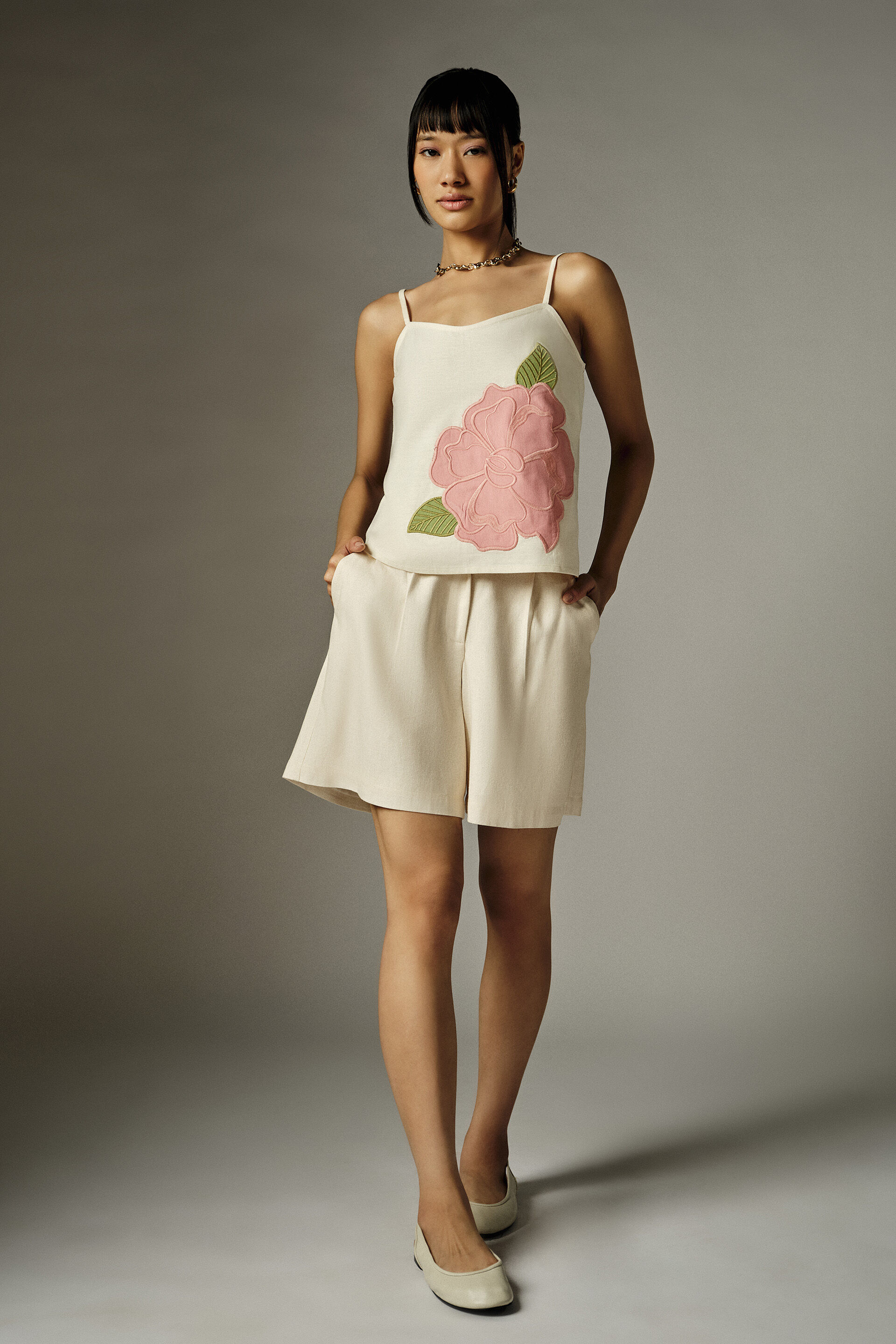 Fleur Off-White Applique Top, Off White, image 4